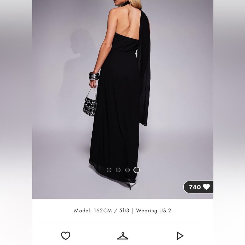 ASOS Petite Black One-Shoulder Gown